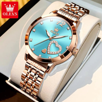 5189 Original Quartz Women Watch Stainless Steel Strap Diamond Heart Design Quartz Watch for Women Elegant Ladies Watch - RareFindGifts