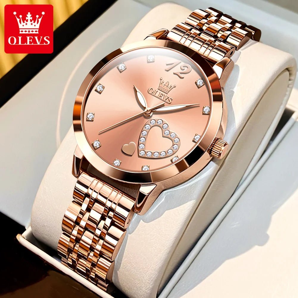 5189 Original Quartz Women Watch Stainless Steel Strap Diamond Heart Design Quartz Watch for Women Elegant Ladies Watch - RareFindGifts