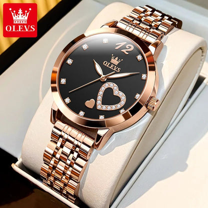 5189 Original Quartz Women Watch Stainless Steel Strap Diamond Heart Design Quartz Watch for Women Elegant Ladies Watch - RareFindGifts