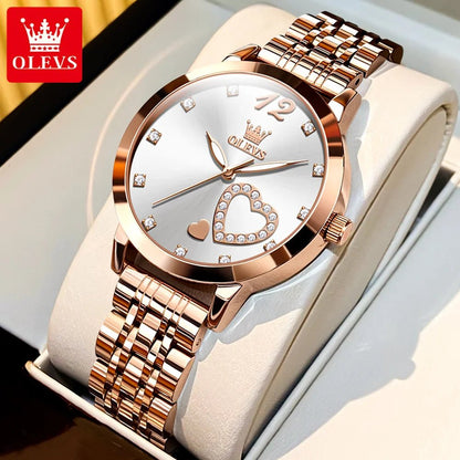 5189 Original Quartz Women Watch Stainless Steel Strap Diamond Heart Design Quartz Watch for Women Elegant Ladies Watch - RareFindGifts