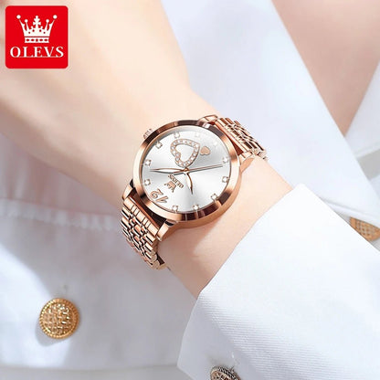 5189 Original Quartz Women Watch Stainless Steel Strap Diamond Heart Design Quartz Watch for Women Elegant Ladies Watch - RareFindGifts