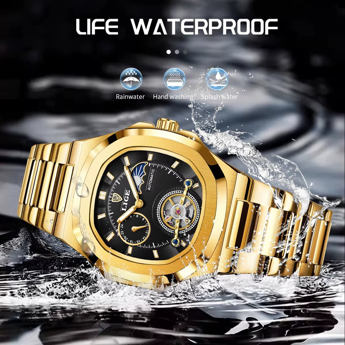 Fashion Square Automatic Watch for Men Casual Business Watch Men Waterproof Tourbillon Mechanical Wristwatches Reloj Hombre - RareFindGifts