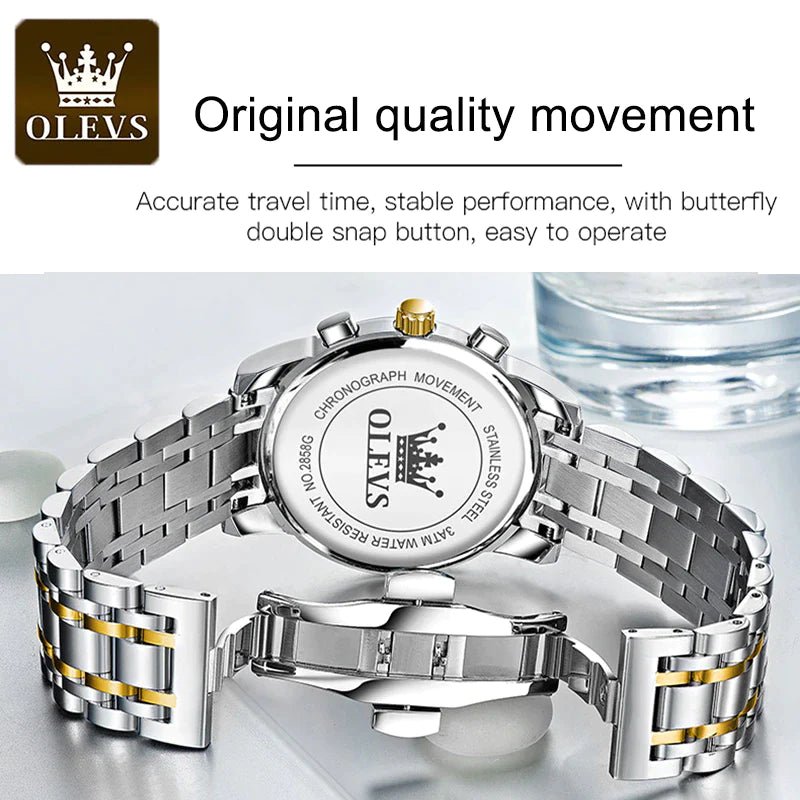 OLEVS Luxury Chronograph Watch for Men – Stainless Steel, Luminous, Waterproof & Business - Ready - RareFindGifts