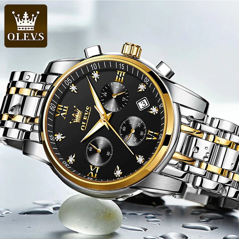 OLEVS Luxury Chronograph Watch for Men – Stainless Steel, Luminous, Waterproof & Business - Ready - RareFindGifts