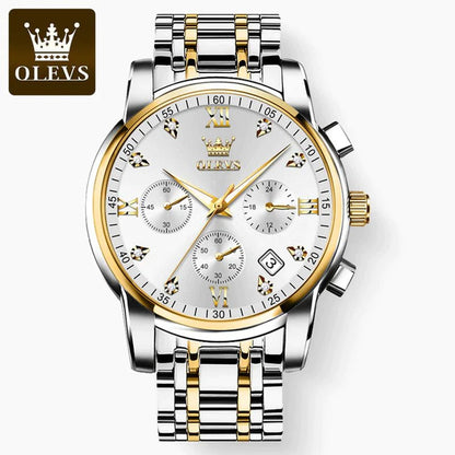 OLEVS Luxury Chronograph Watch for Men – Stainless Steel, Luminous, Waterproof & Business - Ready - RareFindGifts