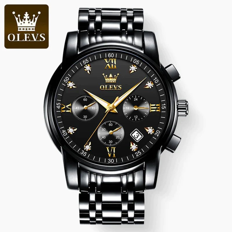 OLEVS Luxury Chronograph Watch for Men – Stainless Steel, Luminous, Waterproof & Business - Ready - RareFindGifts