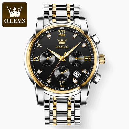 OLEVS Luxury Chronograph Watch for Men – Stainless Steel, Luminous, Waterproof & Business - Ready - RareFindGifts